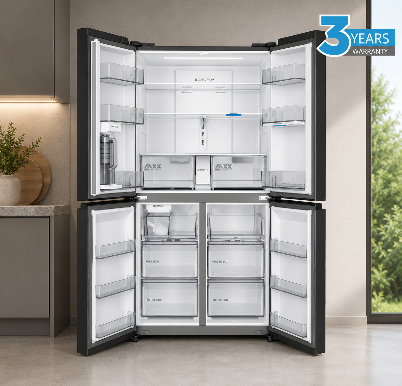 Midea Space Master 706L Quad Door Fridge with Auto-Ice Maker