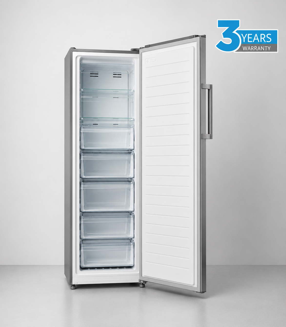 Midea 238L Upright Fridge/Freezer Stainless Steel
