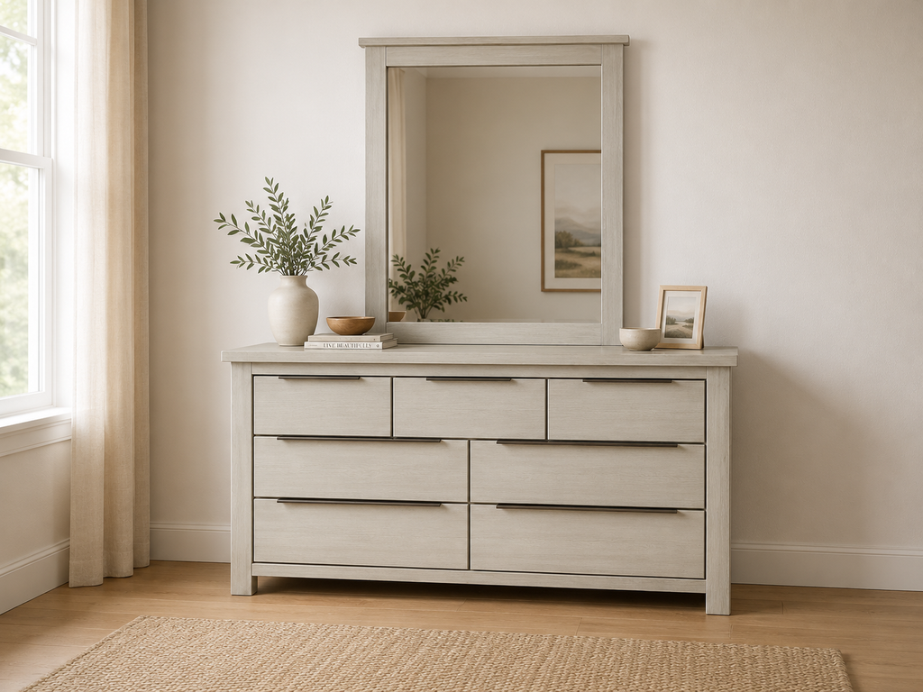 Amanda Solid Timber Dresser with Mirror