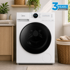 Midea 9KG Steam Wash Front Loader Washing Machine With Wi-Fi - White Color