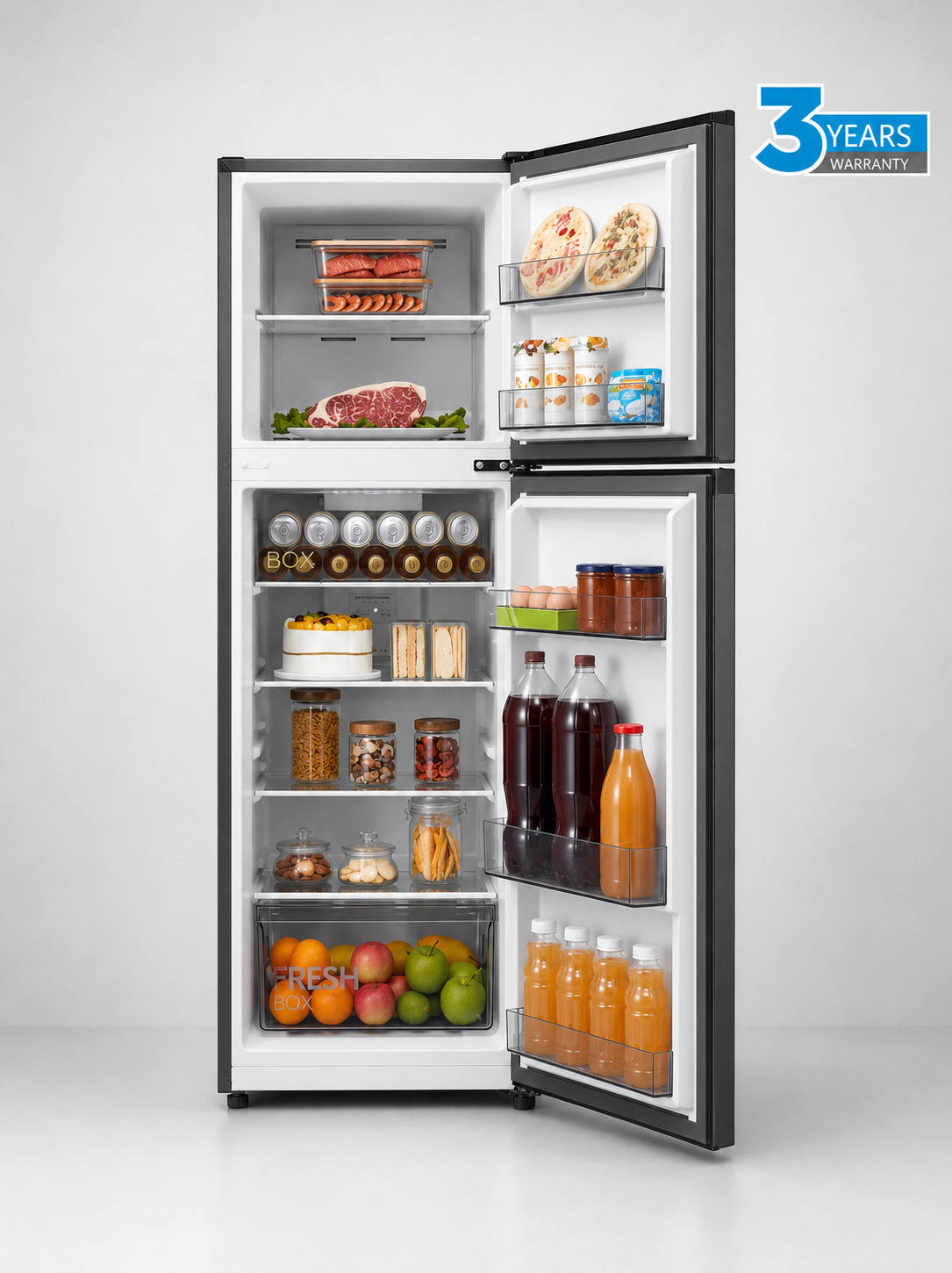 MIDEA MEET 236L Top Mount Fridge Freezer-Jazz Black