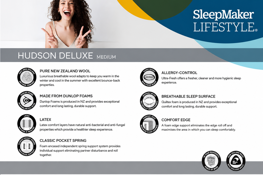 SLEEPMAKER LIFESTYLE 8 HUDSON DELUXE RANGE