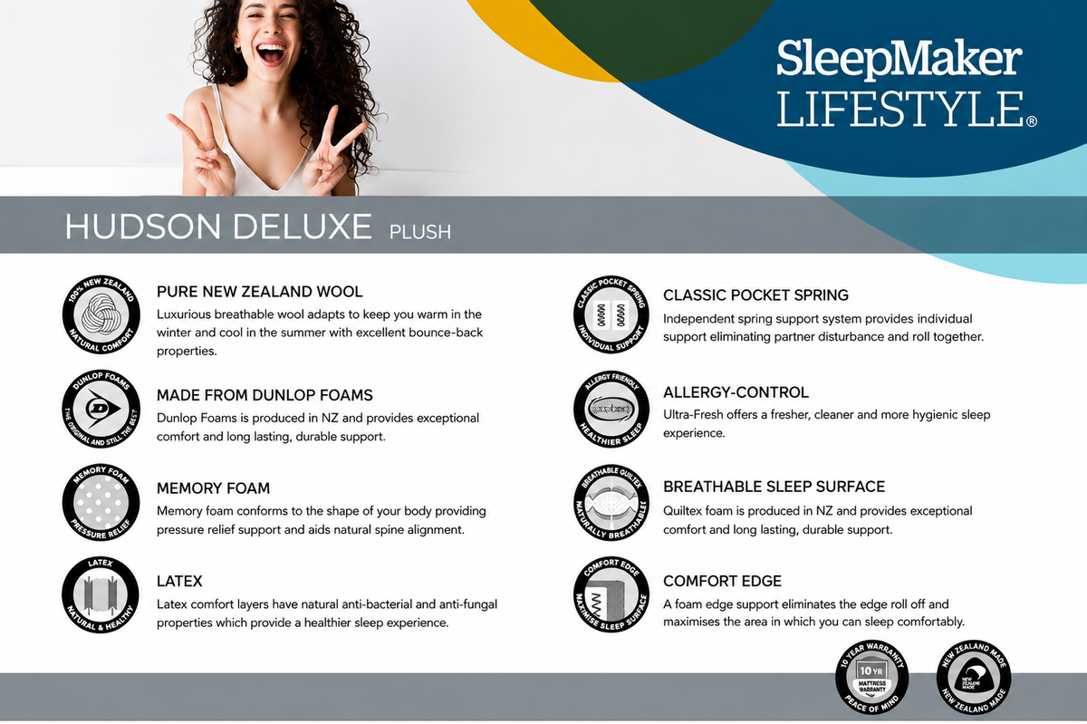 SLEEPMAKER LIFESTYLE 8 HUDSON DELUXE RANGE