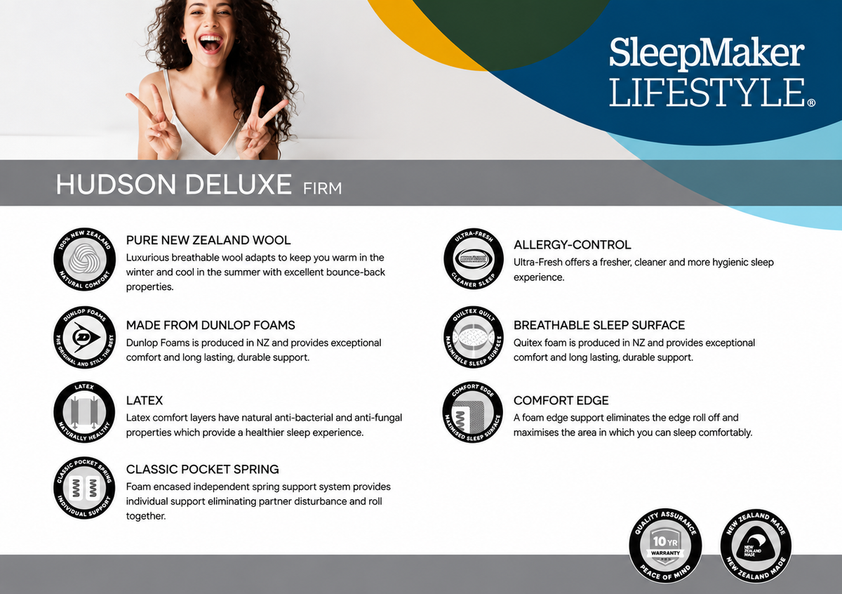 SLEEPMAKER LIFESTYLE 8 HUDSON DELUXE RANGE
