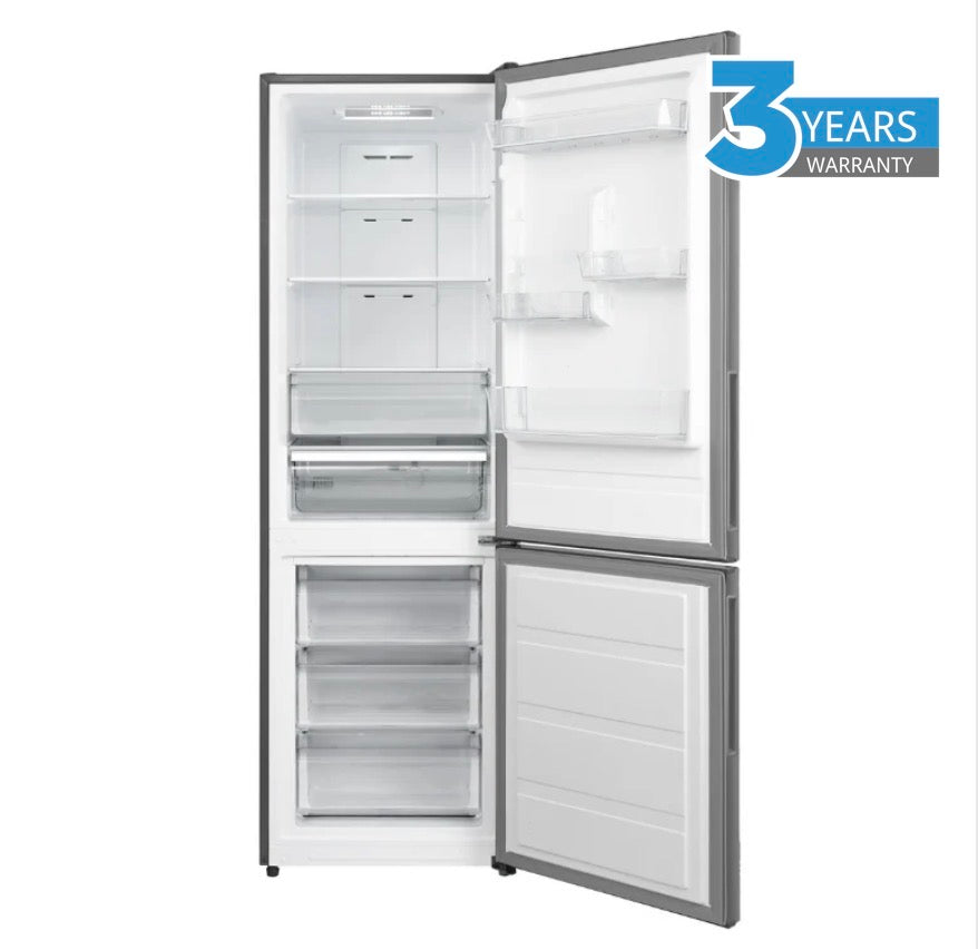 Midea 321L Bottom Mount Fridge Freezer Stainless Steel